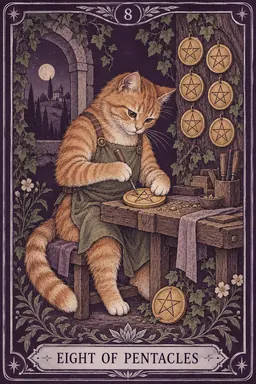 ไพ่ Eight of Pentacles