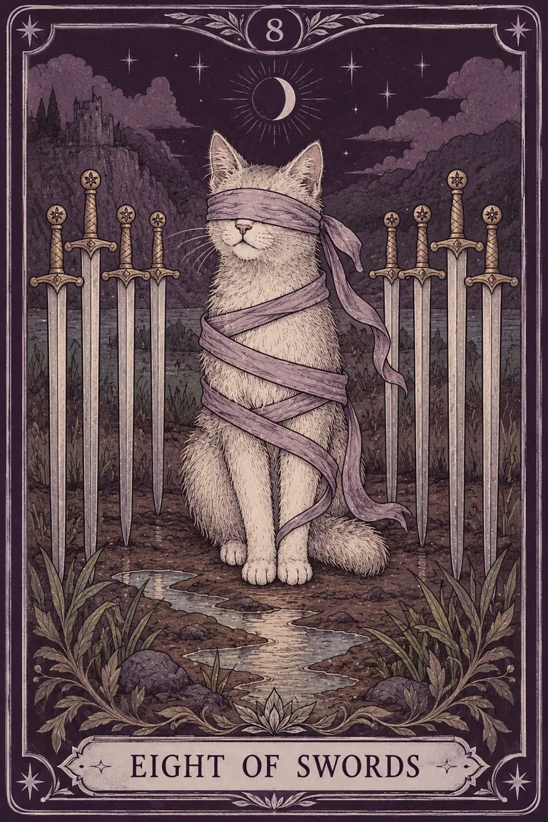 ภาพไพ่แมว Eight of Swords