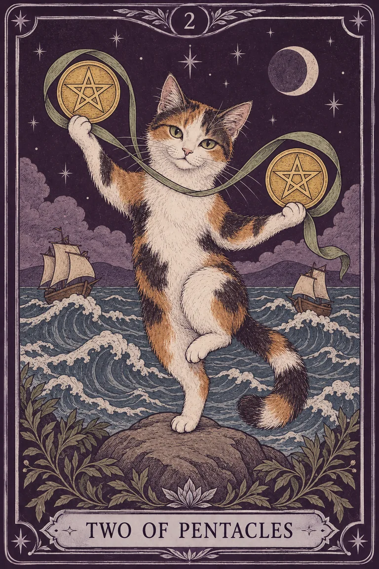 ภาพไพ่แมว Two of Pentacles