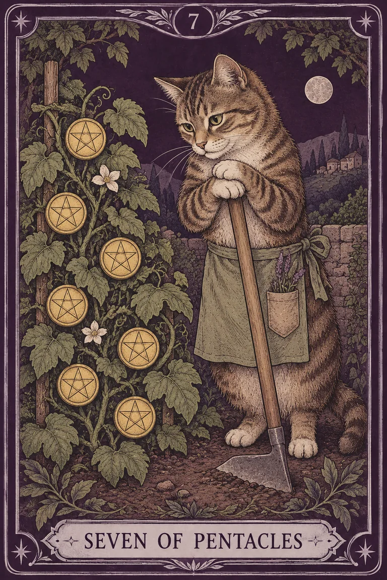 ภาพไพ่แมว Seven of Pentacles